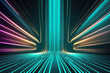 © roeum - abstract background bright neon rays and glowing lines,  flash traffic energy highway, teal creative wallpaper