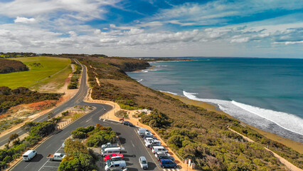 Wall Mural - Aerial view of Torquay Beach along the Great Ocean Road, Australia