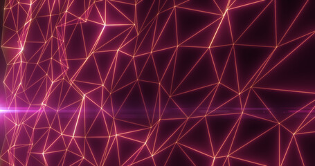 Abstract red lines and triangles glowing high tech digital energy abstract background