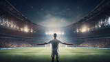 Fototapeta  - soccer player entering in a crowded stadium generative AI content