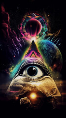 Wall Mural - The eyes of imagination, abstract illustration for wallpaper backgrounds. Generative Ai