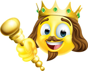 Sticker - King Emoticon Emoji Face Gold Crown Cartoon Icon