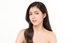 © kitthanes  - Beautiful young asian woman with clean fresh skin on white background, Face care, Facial treatment, Cosmetology, beauty and spa, Asian women portrait.