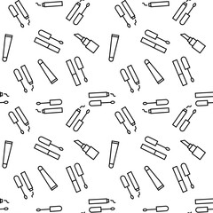 Seamless vector repeating pattern of various cosmetics for lips is made of line icons for polygraphy and websites