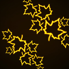 Wall Mural - maple leaves neon sign, autumn glowing symbol. vector illustration