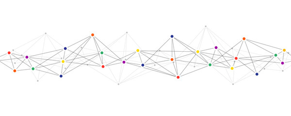 Fototapete - Abstract polygonal network system connect lines and colorful dots background template.