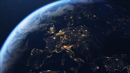 Wall Mural - beautiful view of planet earth and europe seen from space