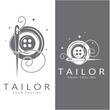 © Tomi43 - tailor logo icon illustration template combination of buttons for clothes, thread and sewing machine, for clothing product design, convection companies, fashion in vector form