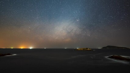 Poster - star lapse over pak lap beach sai kung hong kong boat lights on horizon
