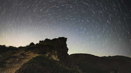 Poster - spiral star lapse around mountain peak above pak lap sai kung hong kong
