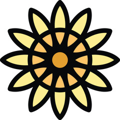 Wall Mural - Sunflower icon. Outline Sunflower vector icon for web design isolated on white background color flat