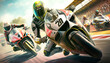 Motorbike racing in motion, motorcycle racer on the road