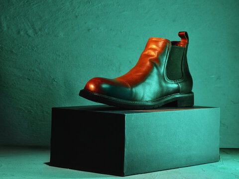 Fototapete - Cyan Light Leather Boot: Stylish and Classic