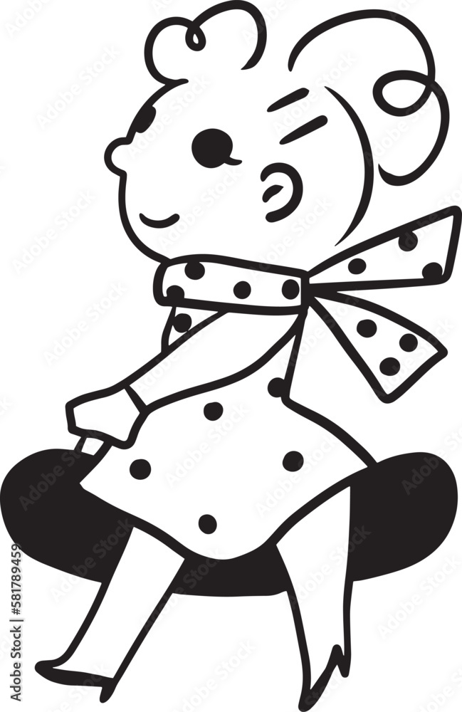 Cartoon girl fashion dress doodle kawaii anime coloring page cute