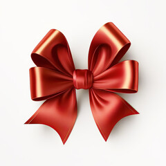 Sticker - Red bow on white background. Generative AI.