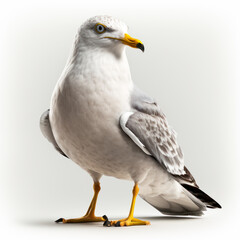 Canvas Print - Seagull is standing on white background. Generative AI.