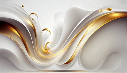 white and gold swirling background with a high quality luxury feel ideal for backdrops, generative a