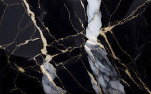 Black White Gold Marble Background, Liquid Marble Design Abstract, Black And White Azure Tones With Golden, Paint Marble Texture. Alcohol Ink Colors, Generative Ai.