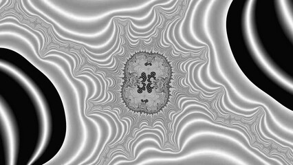 Wall Mural - 4k Abstract black and white fractal motion graphics background.