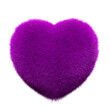 Purple Heart Fur 3D element render, Typography fluffy style