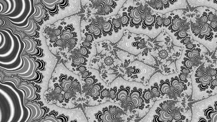 Wall Mural - 4k Abstract black and white fractal motion graphics background.