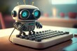 © lukjonis - Chat GPT robot typing a keyboard answer. Generative AI.