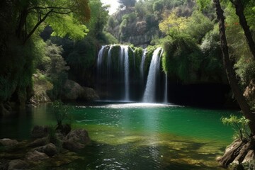 Canvas Print - Turkey's Kursunlu Waterfalls. Generative AI