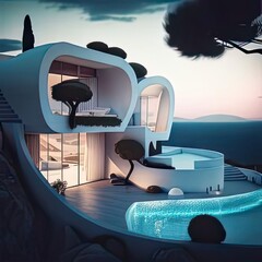 luxurious home concept modern and pool