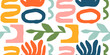 © Dedraw Studio - Abstract matisse inspired seamless pattern with colorful freehand doodles. Organic flat cartoon background, simple random cutout shapes in bright childish colors.