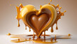 Sweet caramel heart splash, love for caramel tasty 3d Generative AI background