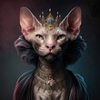 Majestic Surrealism: The Sphynx Cat Goddess - A Powerful and Beautiful Creature of Feline Fantasy and Alien Accessory: Generative AI