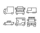Fototapeta Pokój dzieciecy - car and vehicle line icons set vector illustration