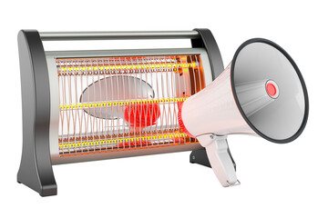 Megaphone with halogen heater, 3D rendering