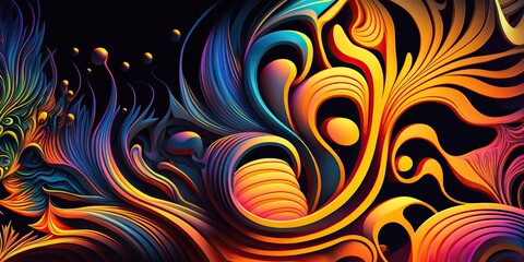 Wall Mural - abstract wavy colorful background, Generative AI