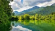 Beautiful landscape of lake Crnava in Slovenia.