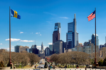 Wall Mural - Philadelphia skyline in spring sunny day, Philadelphia, Pennsylvania