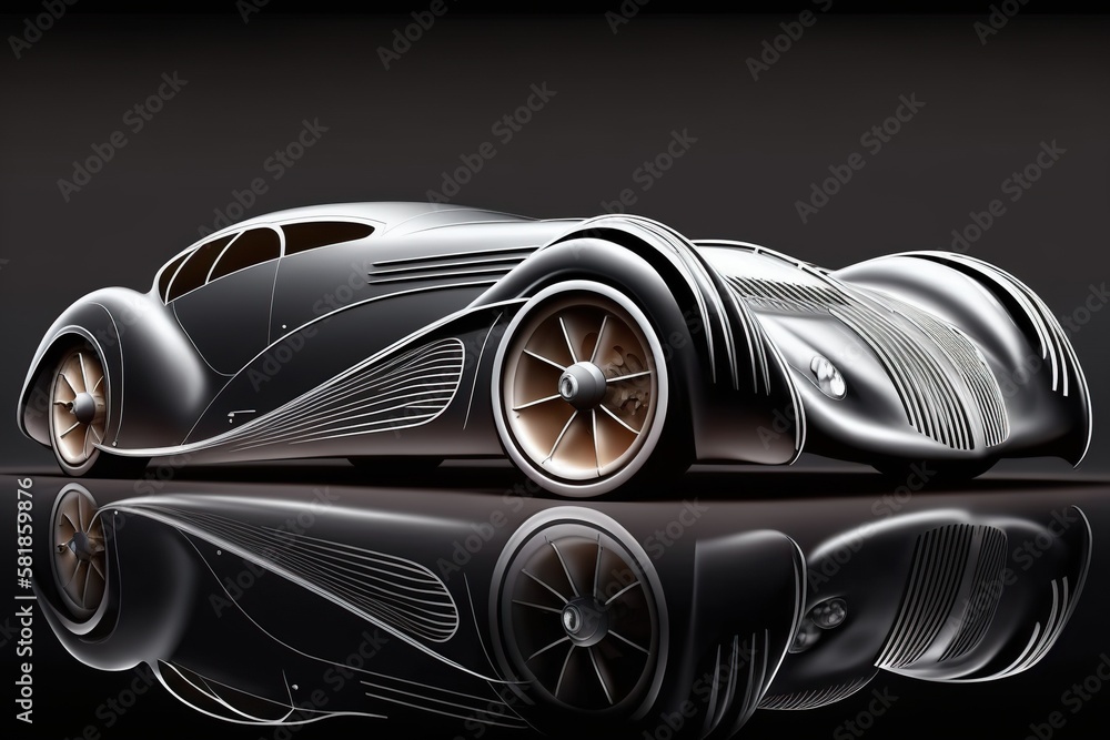Streamlined Engine Designs Car that is built for speed with a streamlined aerodynamic design and a ...