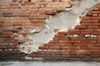 A brick wall with a large crack running through it. Generative AI