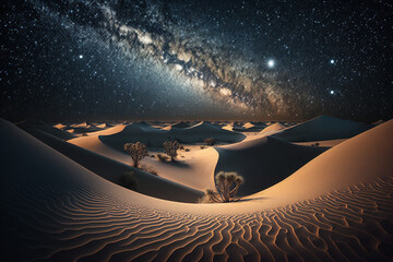 Sticker -  A vast desert with rolling dunes and starry night sky Generative AI