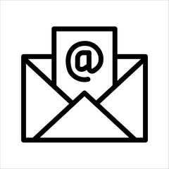 Poster - Outline of email icons on a white background. Open the pictogram envelope. Line letter symbol for website design, mobile app, ui. Vector illustration. eps10