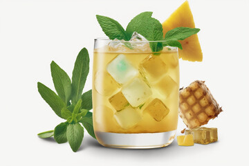 Sticker - pineapple juice with mint and ginger generative ai