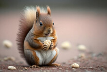 Squirrel Eating Nut Generative AI