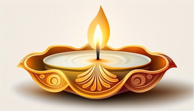 Diwali diya or oil lamp isolated, festival of lights, Generative ai