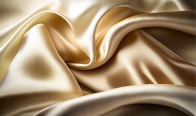a close up of a satin fabric with a gold and white color scheme on the top of the fabric is a soft, 