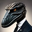 © Leandro - Big head executive dino man, image generated ai