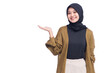 Happy Young Hijab Woman Showing Isolated