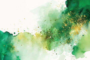 Abstract watercolor background with gold glitter