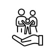 © Formatoriginal - Hand holding a Family with Kid Icon symbol. Outline style Vector illustration