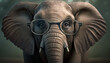 © wayne - An elephant wearing corrective glasses, created using generative ai tools
