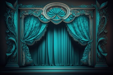 turquoise curtain stage, Generative AI